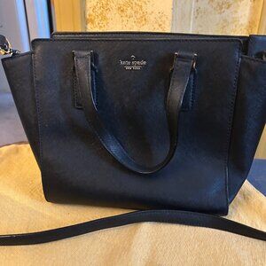 Kate Spade Black Leather satchel  3 pockets inside  9x11   beautiful  bag